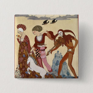 Medieval Scene van Georges Barbier Vierkante Button 5,1 Cm
