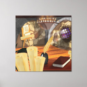 Medieval Scribe Studie Canvas Afdruk