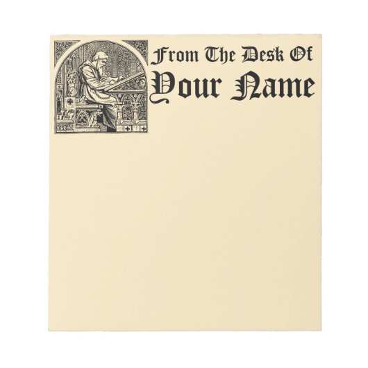 Medieval Scriptorium Scribe Sjabloon Blocnote (Voorkant)
