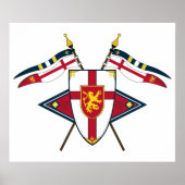 Medieval Shield and Flags Kaart Poster (Voorkant)