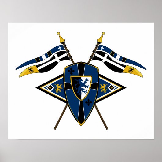 Medieval Shield and Flags Poster (Voorkant)