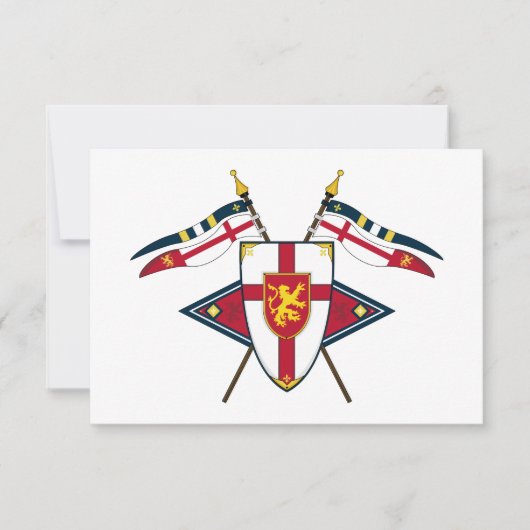 Medieval Shield and Flags RSVP Card (Voorkant)