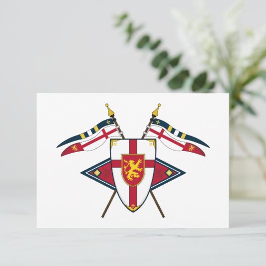 Medieval Shield and Flags RSVP Card (Staand voorkant)
