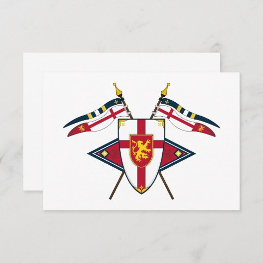 Medieval Shield and Flags RSVP Card (Voorkant / Achterkant)