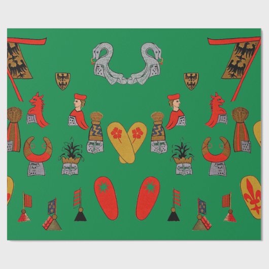 Medieval Shields, Flags en Emblemen Gift Wrap Cadeaupapier (Vlak)