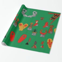 Medieval Shields, Flags en Emblemen Gift Wrap Cadeaupapier