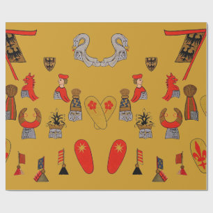 Medieval Shields, Flags en Emblemen Gift Wrap Cadeaupapier