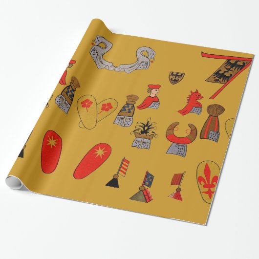 Medieval Shields, Flags en Emblemen Gift Wrap Cadeaupapier (Uitgerold)