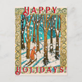 Medieval Skiing Winter Prettige feestdagen Briefkaart (Voorkant)