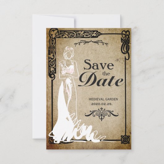 Medieval Sparen de bruid van de Datum Save The Date (Voorkant)