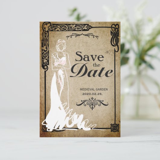 Medieval Sparen de bruid van de Datum Save The Date (Staand voorkant)