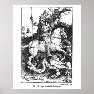 Medieval St. George en de Dragon Adult Coloring Poster