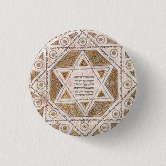Medieval Star van David Ronde Button 3,2 Cm (Voorkant)