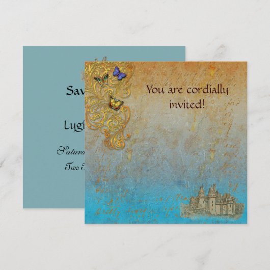 Medieval Storybook Castle Royal Invitation Card Kaart (Voorkant / Achterkant)