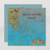 Medieval Storybook Castle Royal Invitation Card Kaart (Voorkant / Achterkant)
