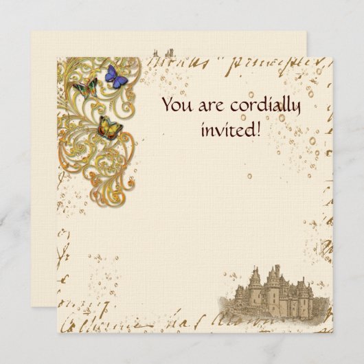 Medieval Storybook Castle Royal Invitation Card Kaart (Voorkant / Achterkant)