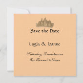 Medieval Storybook Castle Royal Invitation Card Save The Date (Achterkant)