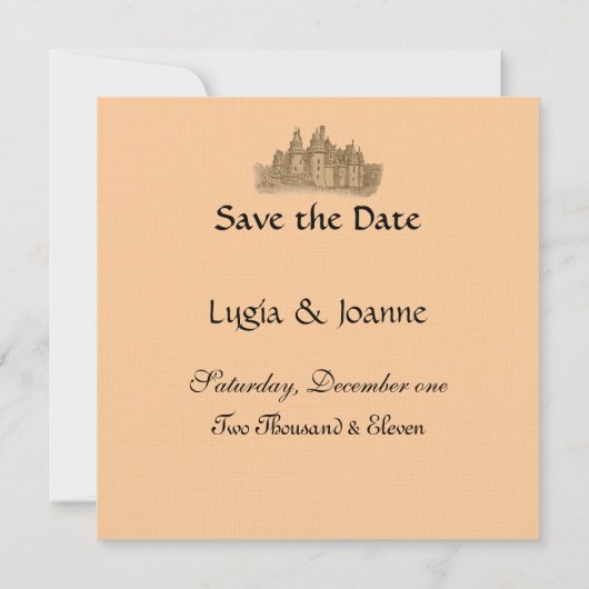 Medieval Storybook Castle Royal Invitation Card Save The Date (Achterkant)