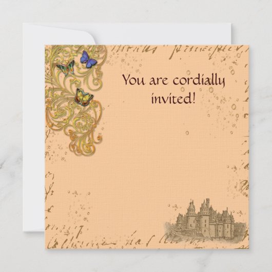 Medieval Storybook Castle Royal Invitation Card Save The Date (Voorkant)
