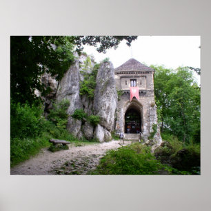 Medieval Strongold op een rots Poster