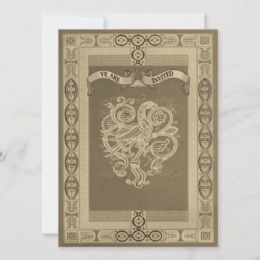 Medieval Style Celtic Pattern Wedding Inviting Kaart (Voorkant)