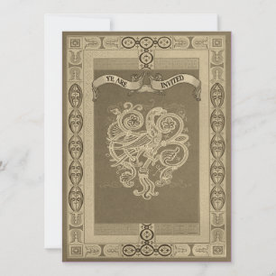 Medieval Style Celtic Pattern Wedding Inviting Kaart