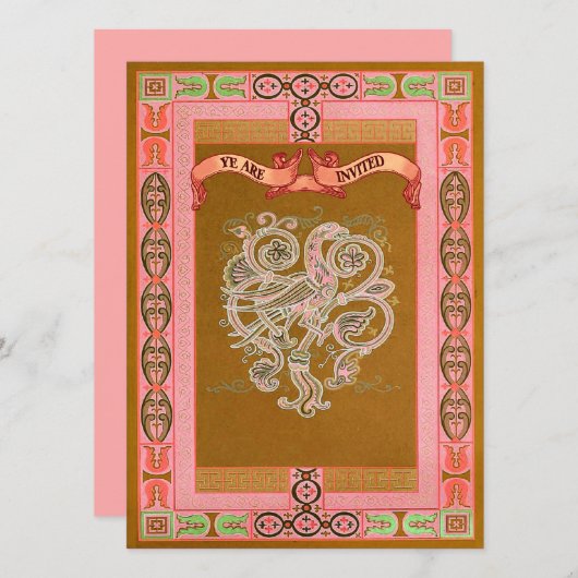 Medieval Style Celtic Pattern Wedding Inviting Kaart (Voorkant / Achterkant)