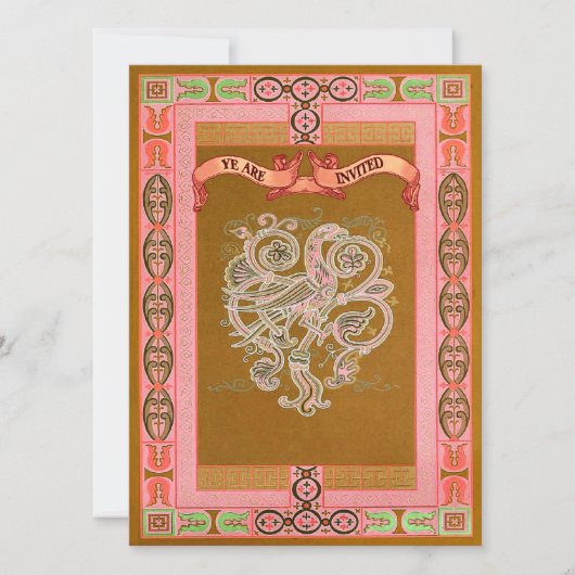 Medieval Style Celtic Pattern Wedding Inviting Kaart (Voorkant)