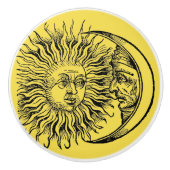 Medieval Sun & Moon Face Keramische Knop (Voorkant)