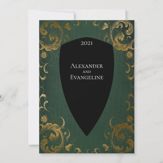 Medieval Sword Elegant Tabletop Gamer Wedding Kaart (Achterkant)