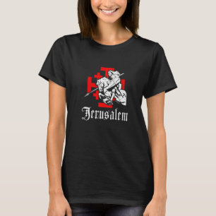 Medieval Templar Knight op War Horse Jerusalem Cro T-shirt