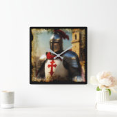 Medieval Templar Knight Vierkante Klok (Huis)