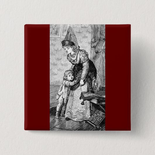 Medieval Times Vierkante Button 5,1 Cm (Voorkant)