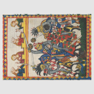 MEDIEVAL TOURNAMENT, BESTRIJDING KNIGHTS, DAMSELS  TISSUEPAPIER