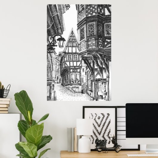 Medieval Townscape Poster (Thuiskantoor)