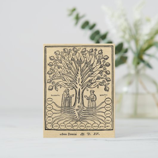 Medieval Tree of the Sciences Sepia Briefkaart (Staand voorkant)