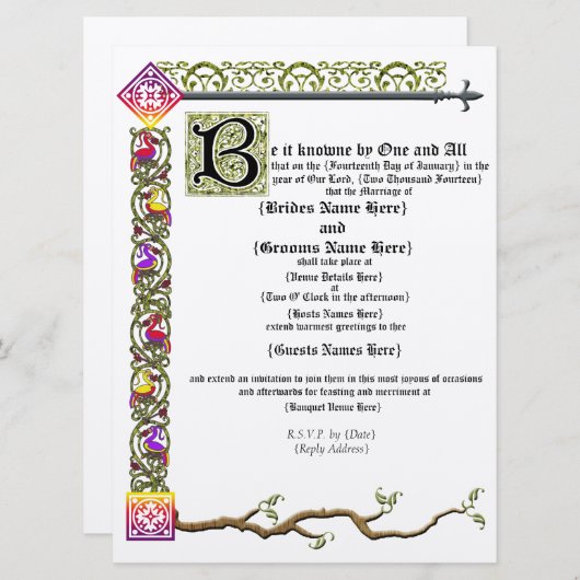 Medieval Uitnodiging tot wandeling (Voorkant / Achterkant)