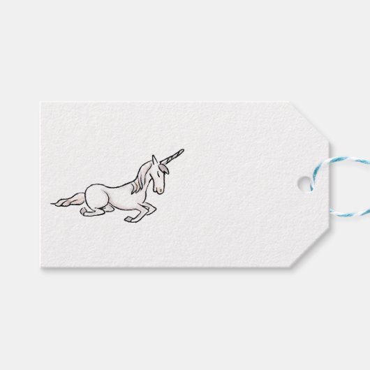 Medieval unicorn en mille vlooiencadeau label cadeaulabel (Voorkant (Horizontaal))