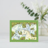 MEDIEVAL UNICORN HERD, HORSES, STALLION Fantasy Briefkaart (Staand voorkant)