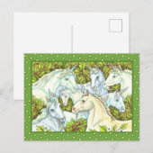 MEDIEVAL UNICORN HERD, HORSES, STALLION Fantasy Briefkaart (Voorkant / Achterkant)