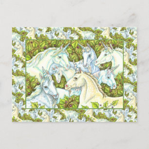 MEDIEVAL UNICORN HERD, HORSES, STALLION Fantasy Briefkaart