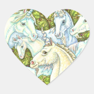 MEDIEVAL UNICORN HERD, HORSES, STALLION Fantasy Hart Sticker