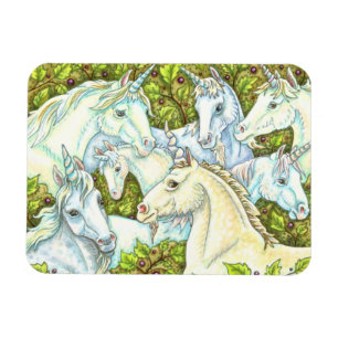 MEDIEVAL UNICORN HERD, HORSES, STALLION Fantasy Magneet
