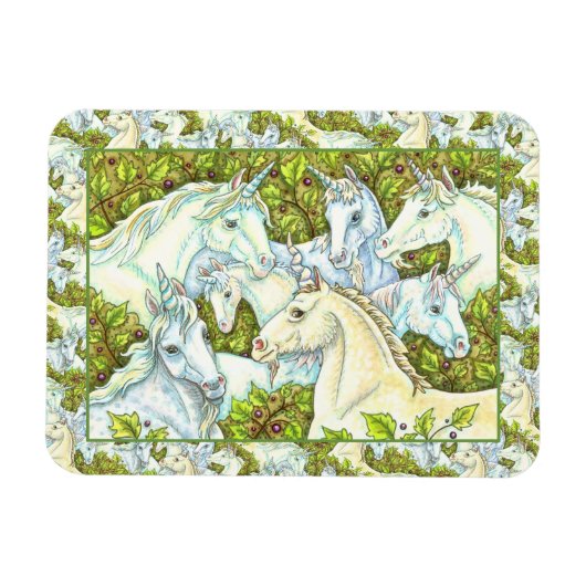 MEDIEVAL UNICORN HERD, HORSES, STALLION Fantasy Magneet (Horizontaal)