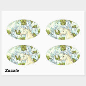 MEDIEVAL UNICORN HERD, HORSES, STALLION Fantasy Ovale Sticker (Vel)