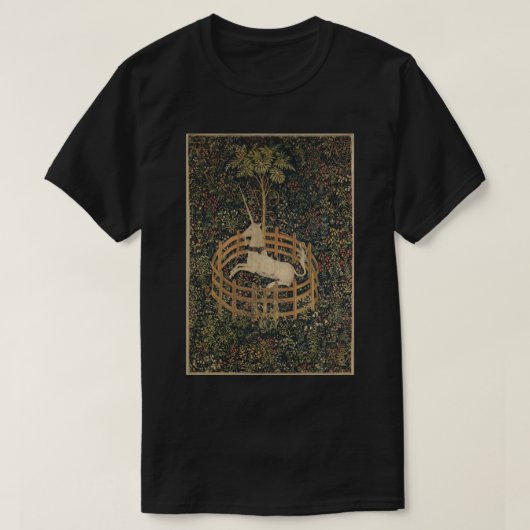 Medieval Unicorn in gevangenschap Floral Tapestry  T-shirt (Design voorkant)