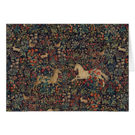 Medieval Unicorn Midnight Floral Garden