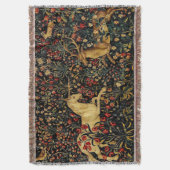 Medieval Unicorn Midnight Floral Garden Deken (Voorkant Verticaal)