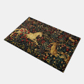 Medieval Unicorn Midnight Floral Garden Deurmat (Schuin)