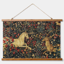 Medieval Unicorn Midnight Floral Garden